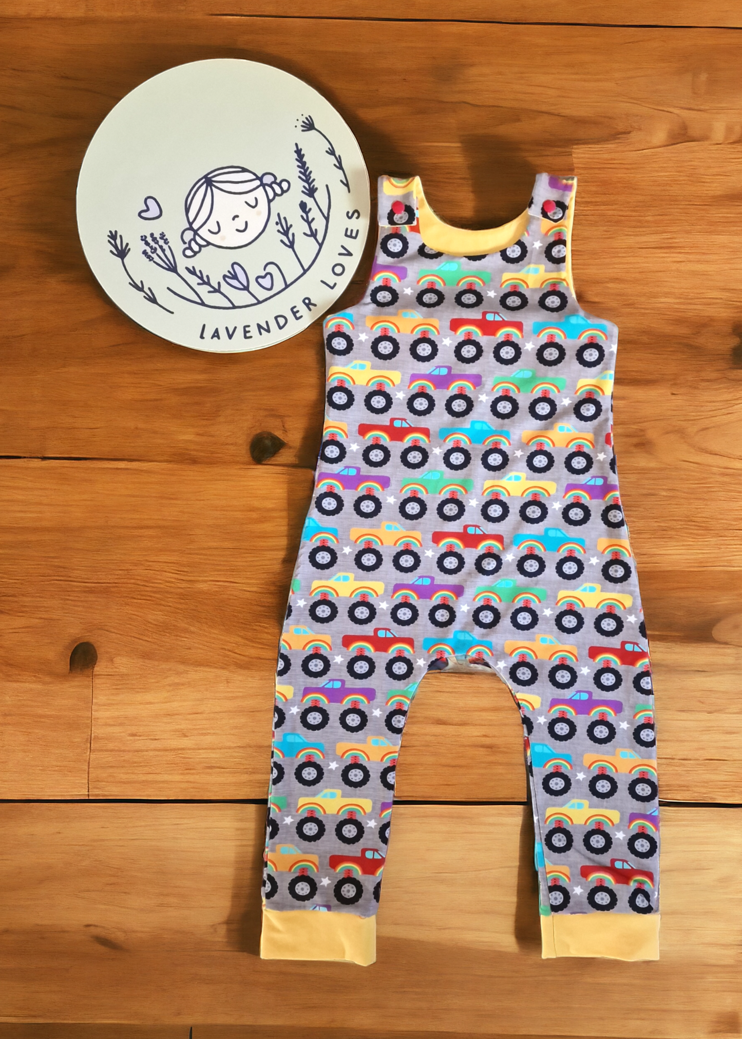 3-4 years - bright trucks romper