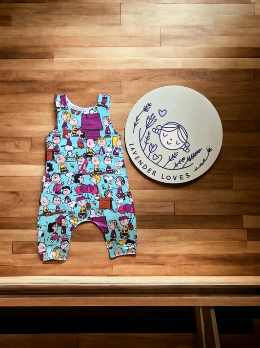 Blue peanut romper 0-3 months