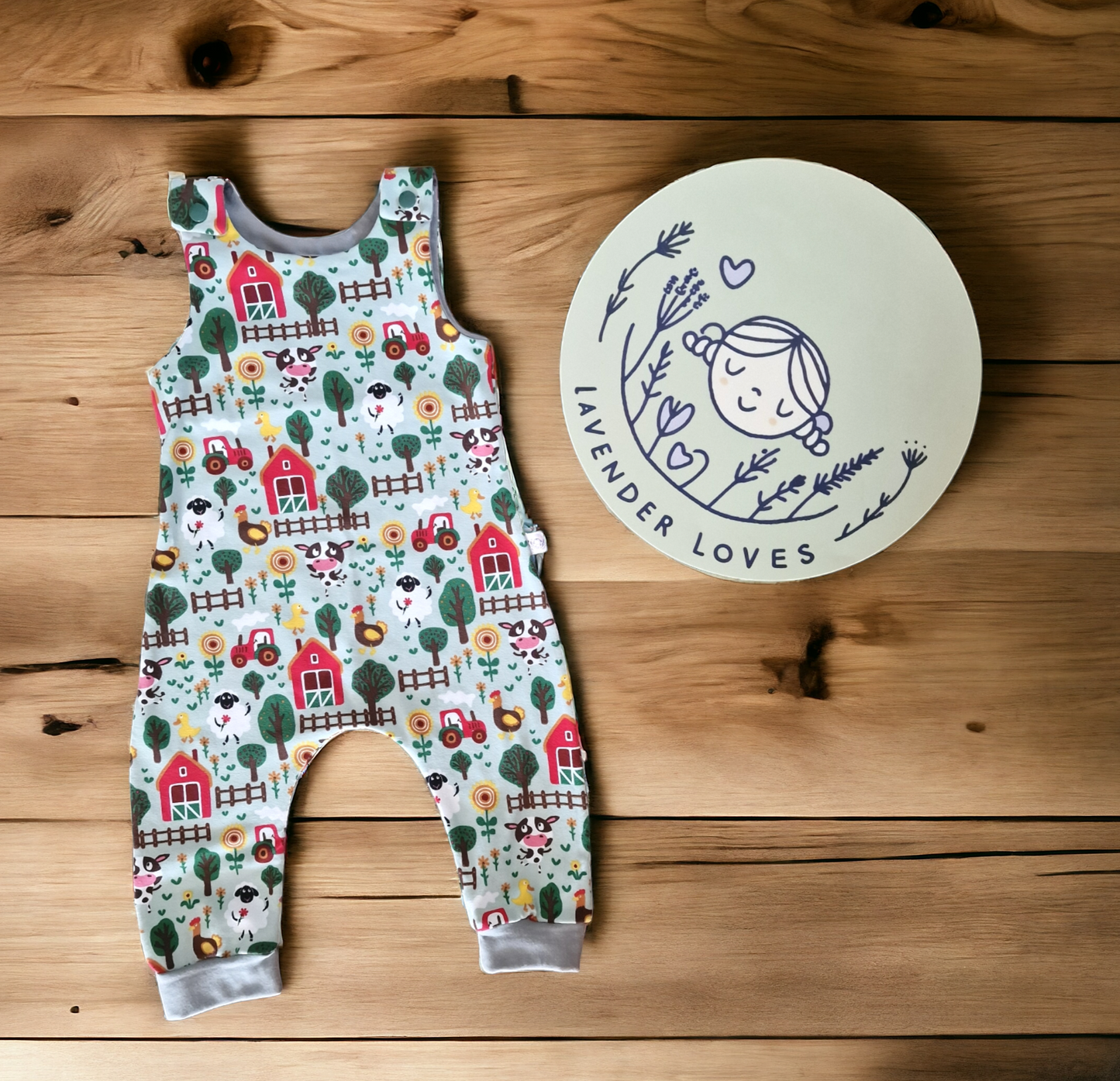 6-12 months - farmer life romper