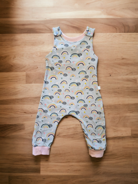 6-12 months - blue rainbow Romper