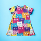 Colourful cats - whimsy dress age 2-3 years