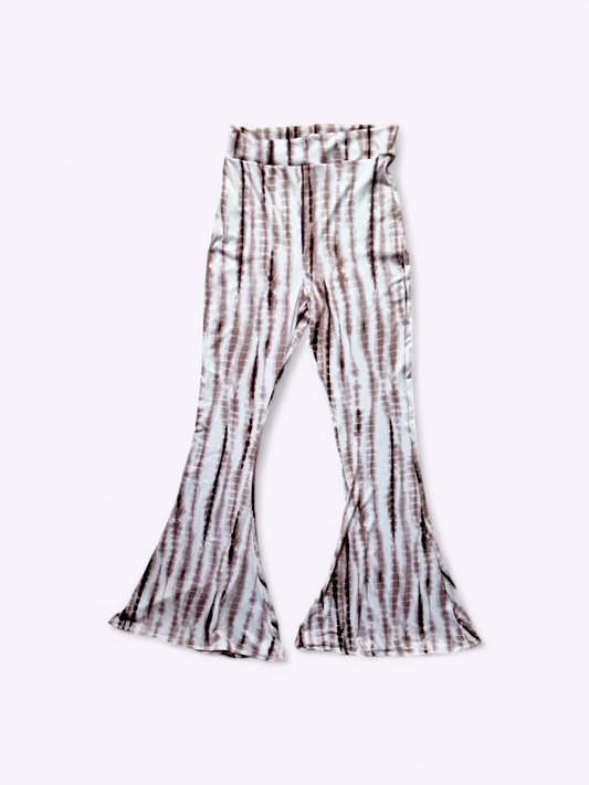 Tie dye brown flared bell bottom pants size uk 8-10