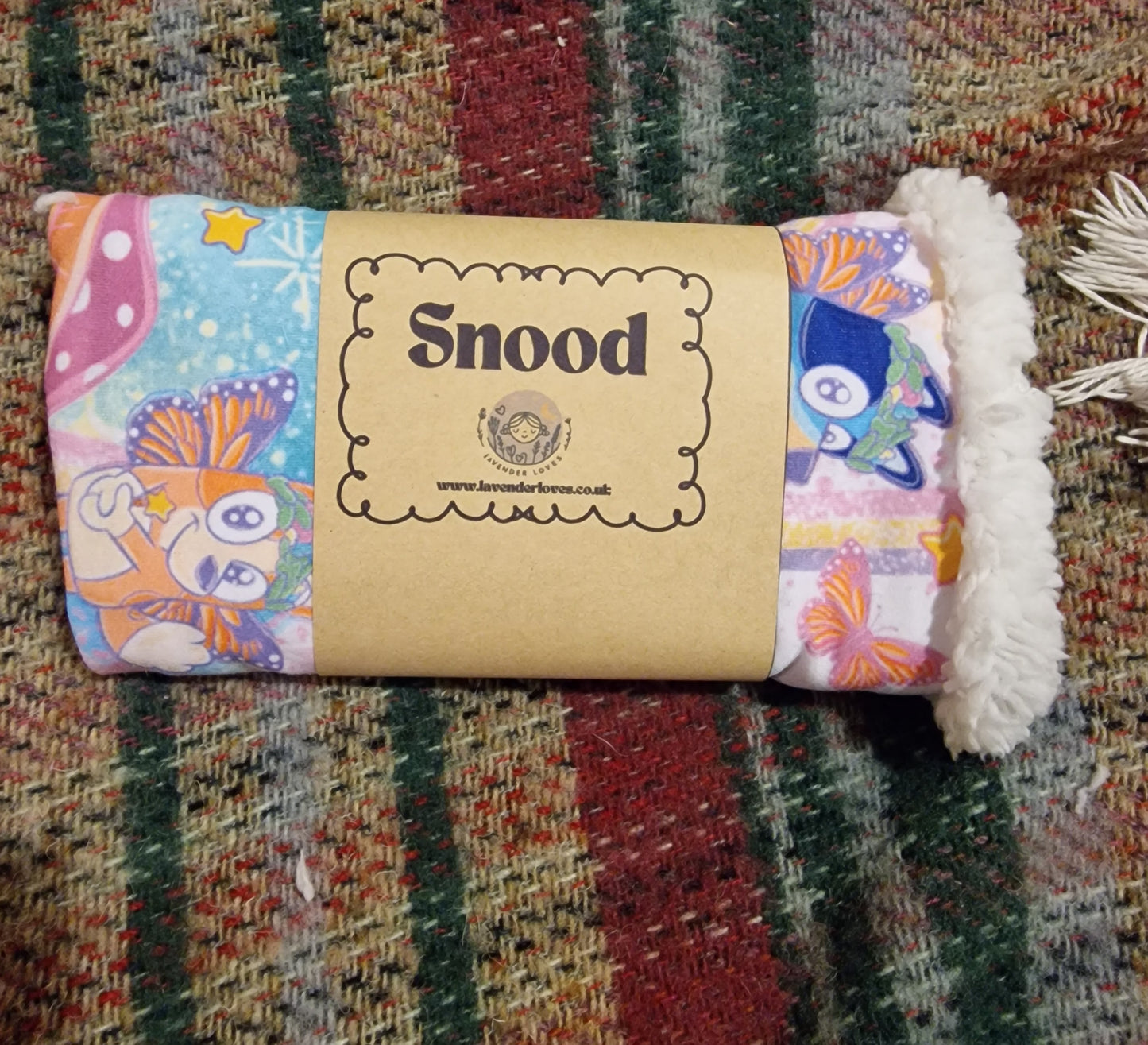 1-4 years snood - blue dog fairy