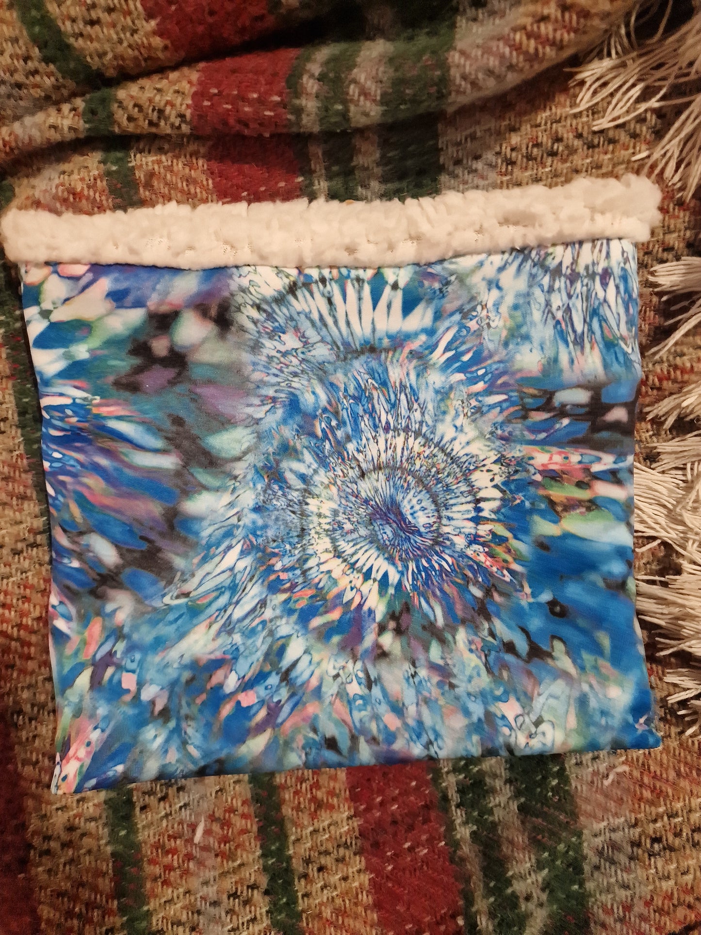 8-teen / small adult snood-blue tie dye effect