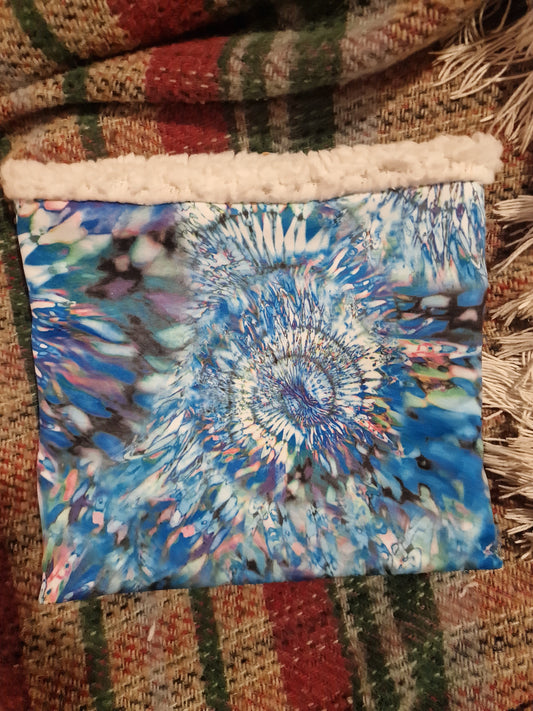 8-teen / small adult snood-blue tie dye effect